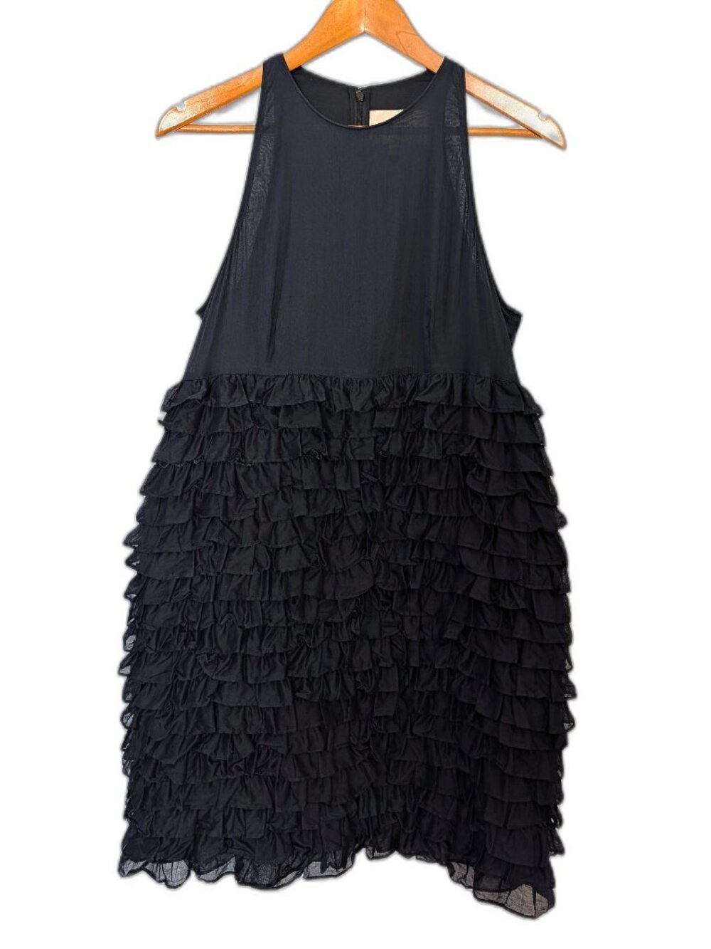 Burberry	 London | Black Cotton Tiered Ruffle Bottom Sleeveless Dress Size US 10 - Picture 3 of 14